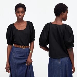 Madewell Womens Relaxed Scoopneck Short-Sleeve Top NT780 True Black Size XXS NWT